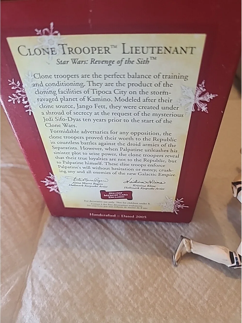 2005 Clone Trooper Lieutenant, QXI6175 Revenge of the Sith Ornament Star Wars